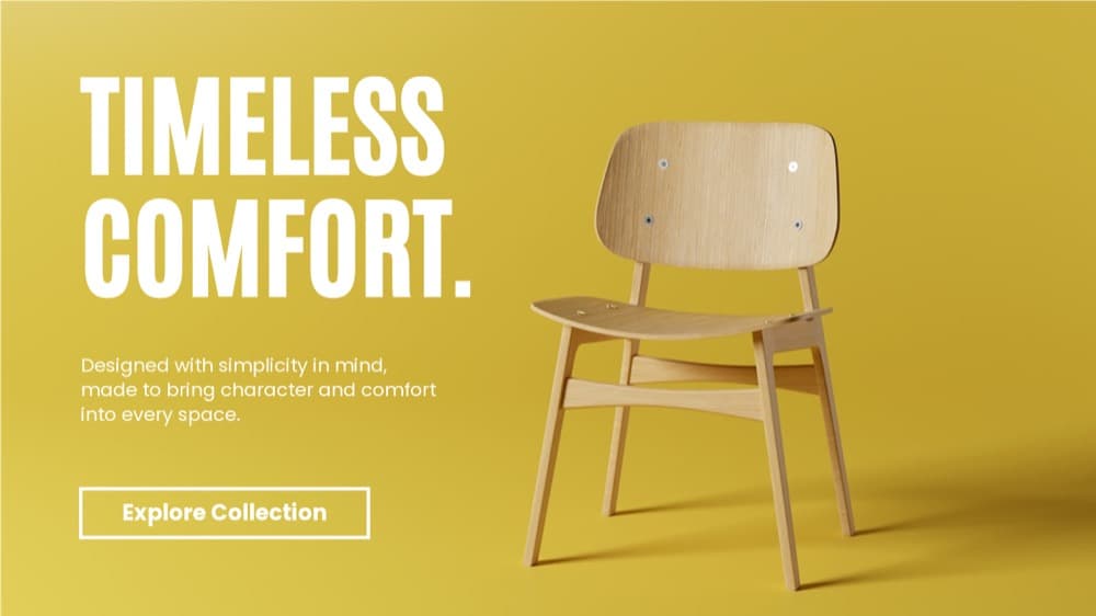 Minimalist chair product email